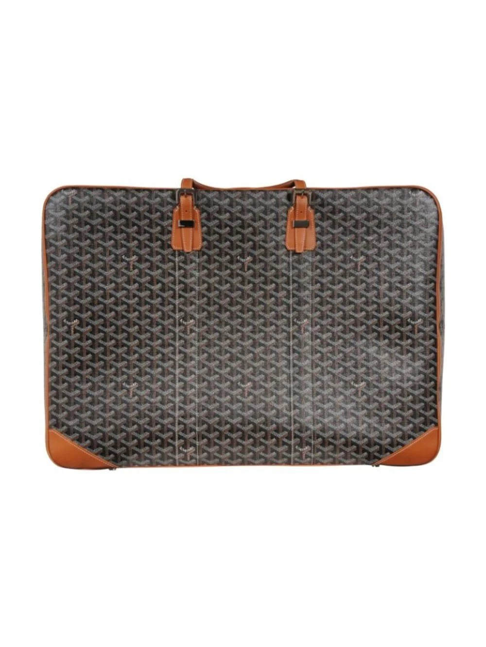 Goyard Brown Goyardine Canvas Leather Majordome 60 Travel Luggage Trunk Bag